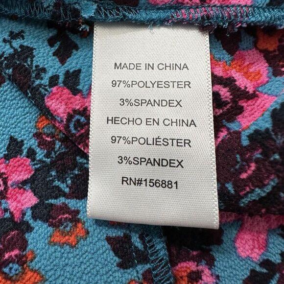 Cheztu Womens‎ Dress 12 Turquoise Blue Pink Floral Faux Wrap Ruffle Cottagecore - Picture 16 of 16